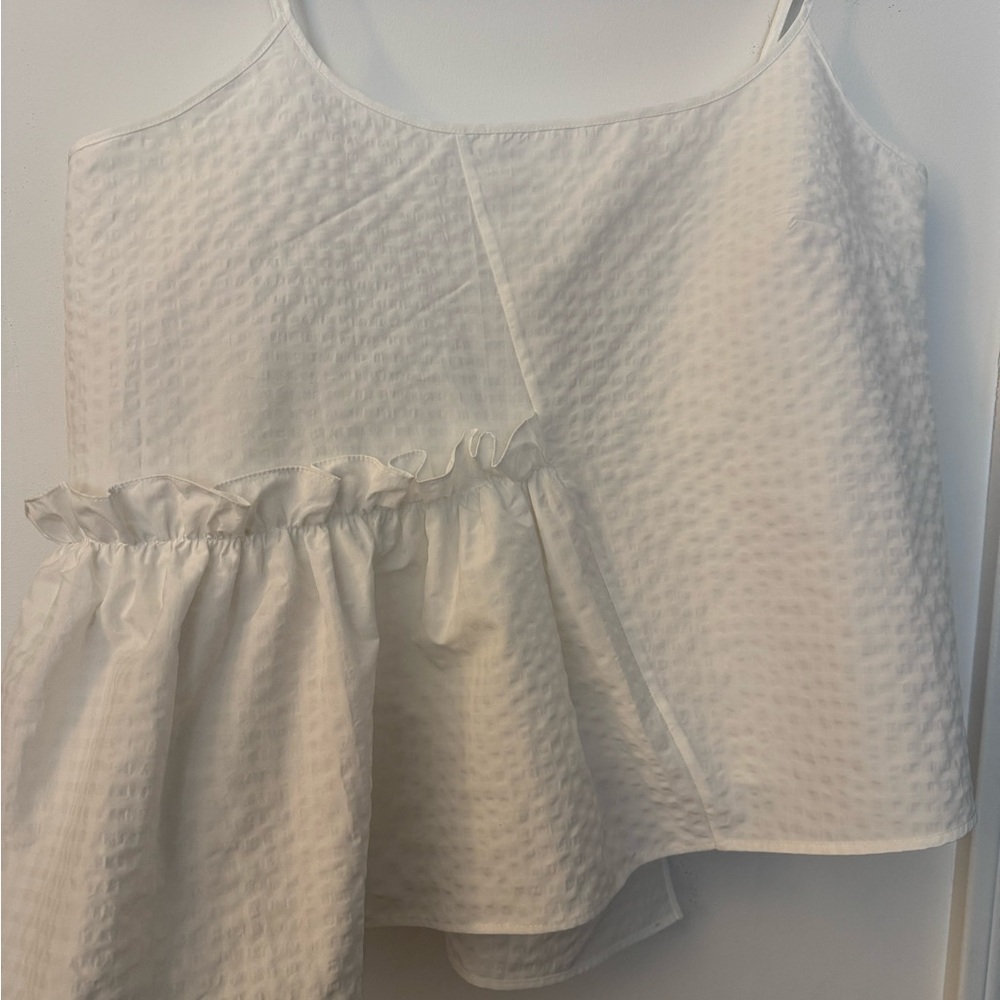 White Textured Sleeveless top